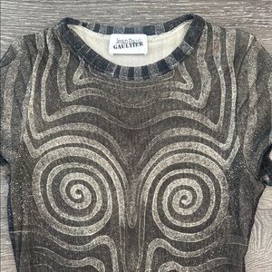 Jean Paul Gaultier Spiral Morphing-Print Mesh Dress